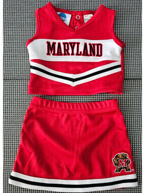 Maryland Terrapins Baby Cheerleader Outfit 0/3 top 6-9 skirt NCAA